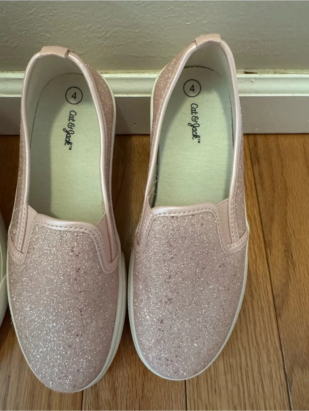 Kids Silver High-Top Sneakers & Pink Glitter Slip-Ons - Size 4